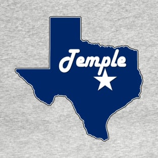 City of Temple Texas Lone Star State Map Navy Blue T-Shirt